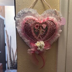 Pink and White Heart-Shaped Art Decor for Valentine's Day